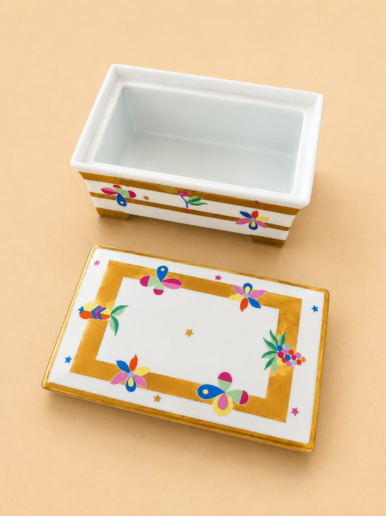 Image 1 of Rosenthal Classic Rose Porcelain Candlestick & Covered Box Set  Germany
