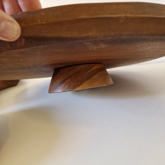 Image 1 of 1970er Teakholz-Nuss-Karussell-Snack-Drehteller