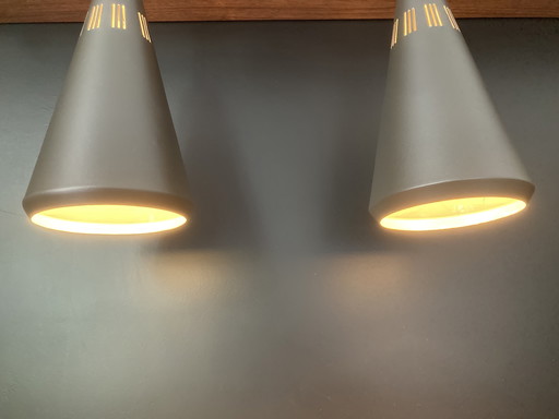 2x lampade a sospensione Philips vintage (design Louis Kalff) 1957