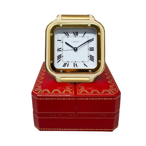 1980s Cartier Santos Pendulette Alarm Clock. Made in Swiss