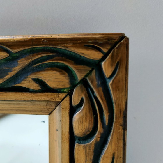 Espejo de cuerpo entero característico del Art Nouveau/Jugendstil (Renacimiento). Espejo de pared (90 x 35 (photo 12 of 12)