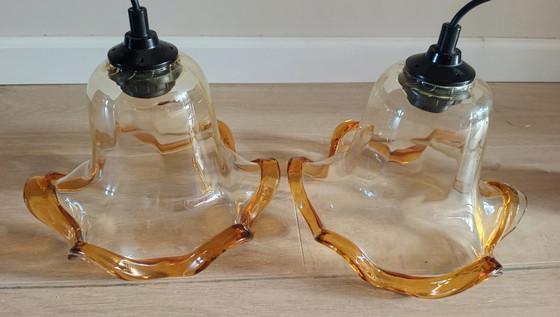 Image 1 of Due lampade a sospensione in vetro di Murano di design italiano vintage, anni '70