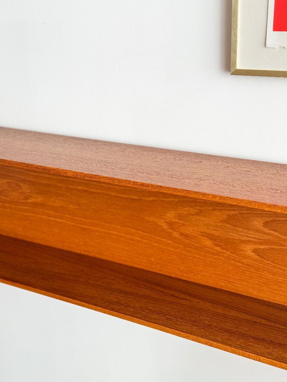 Image 1 of Wandplank van teakhout, 200 cm, van Walter Wirz voor Wilhelm Renz