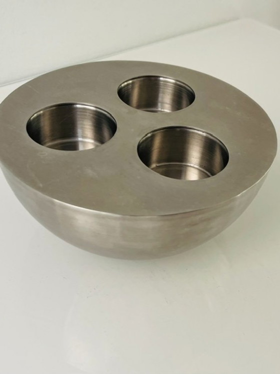 Image 1 of Minimalistische RVS kaarsenhouder 3 waxinelichtjes