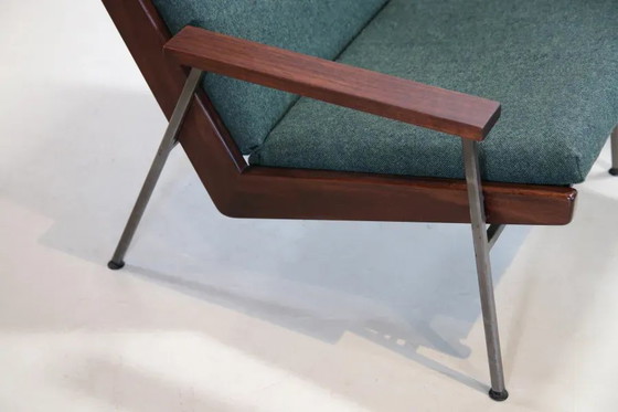 set of 2 Teak Rob Parry Lotus armchairs for Gelderland, 1960s – Wool, polished steel, Vintage (photo 6 of 7)