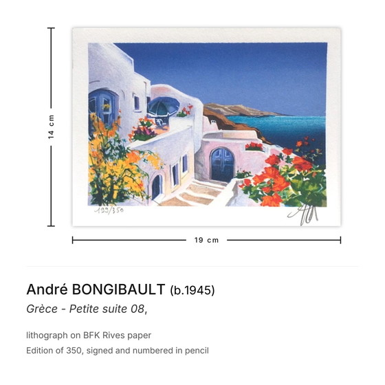André Bongibault Signed Lithograph Grèce - Petite Suite 08 – Lithographs & prints, Paper (photo 3 of 5)