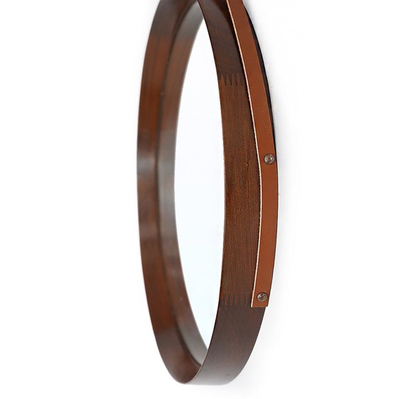 Image 1 of Specchio rotondo con cornice in teak, anni '60