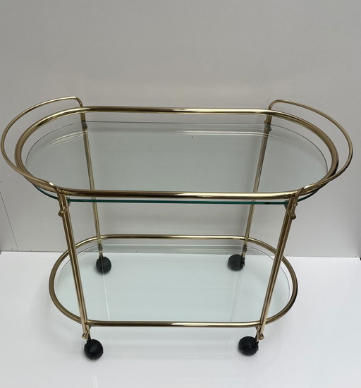 Gae Aulenti brass bar cart