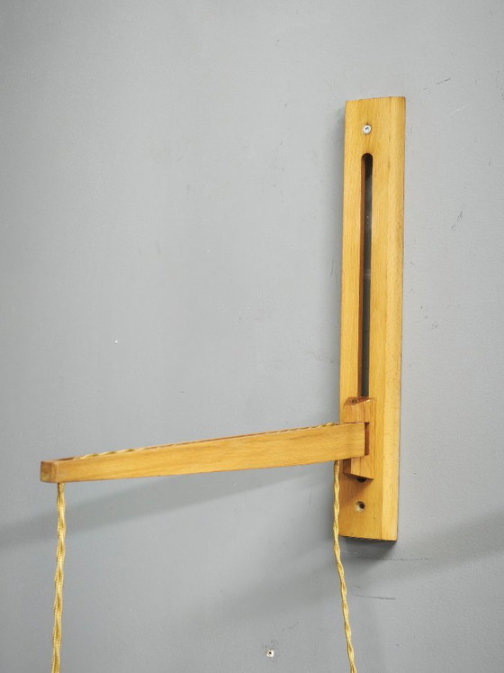 Pair of Dřevo Humpolec Adjustable Swing Arm Wall Lamps, 1960s, Wall lights, Wood, Brown (photo 11 of 16)