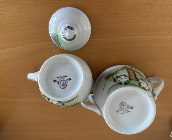 Image 1 of Vintage Saji Japan Teaset Geisha Litophane 15pc