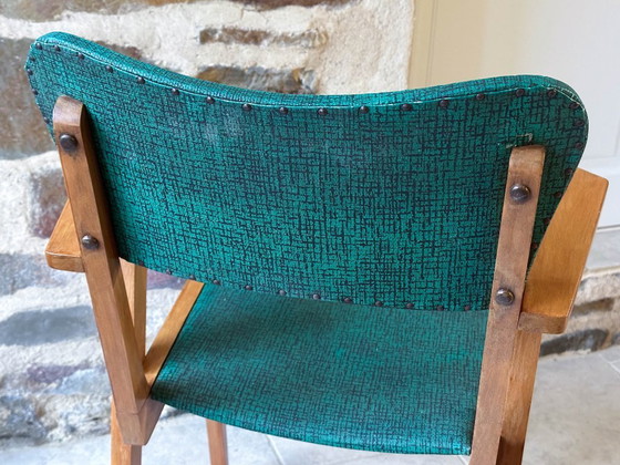 Image 1 of Pair of green bridge chairs from the 1950s/60s
