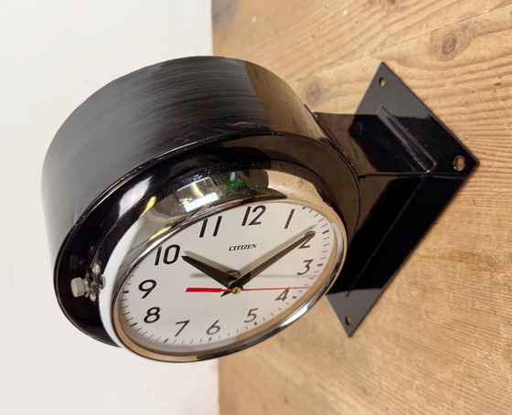 Image 1 of Vintage zwarte Citizen dubbelzijdige scheepswandklok, jaren 80