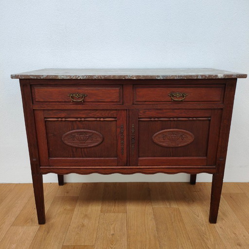 Vintage antique sideboard, wall unit, chest of drawers, bathroom vanity with marble top