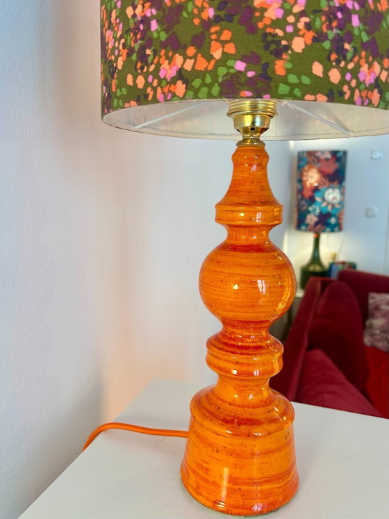 Image 1 of Tall vintage table lamp - 1970s - by Hustadt Leuchten - restored with a new shade