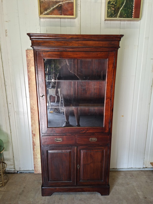 Große robuste Teakholz Vitrine. Porzellanschrank, schön zu verwenden als Whiskey-Bar, Weinschrank dim. 94x40cm und 190cm hoch.