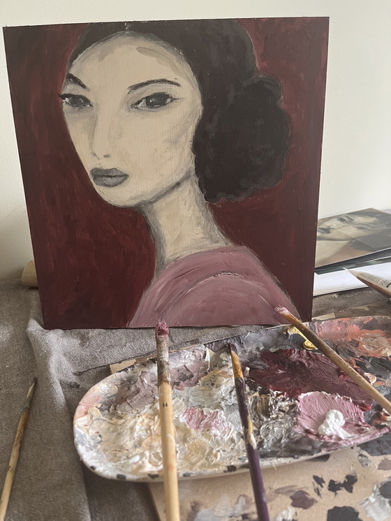 Image 1 of Cuadro abstracto de mujer - 30x30 cm