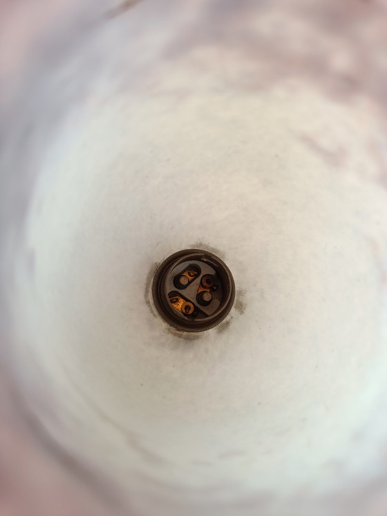 Image 1 of Lampada francese vintage in stile Art Déco con paralume in vetro firmato L'ELF e base in ferro successiva, anni '30-'50.