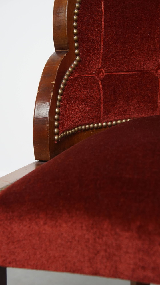 Image 1 of Art Deco Dining/Side Chair mit roter Polsterung