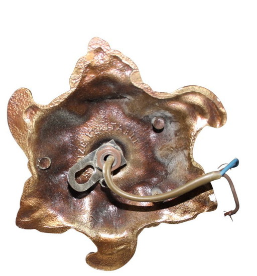 Antike Jugendstil-Tischlampe aus Bronze mit Glasblüte – ca. 31 cm hoch – wandlampen (photo 2 of 7)
