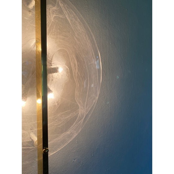 Image 1 of Italian Venied-White Alabastro Disc Murano Glass Gold24K Wall Sconce By Simoeng