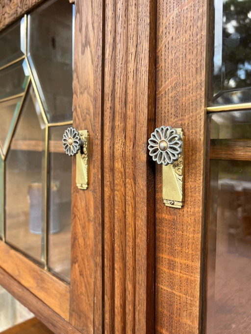 Magnifique vitrine Art Déco Armoire-buffet/meuble à boissons avec vitraux