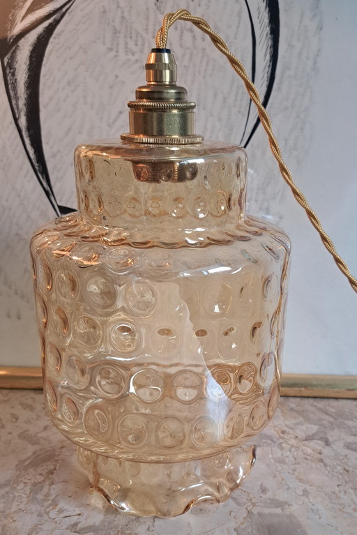 Vintage Goudkleurig Glazen Hanglamp