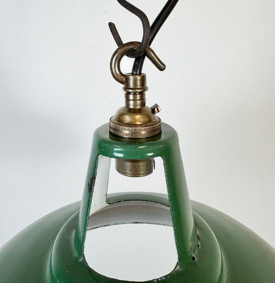 Image 1 of Industrial Green Enamel Factory Pendant Lamp, 1960s