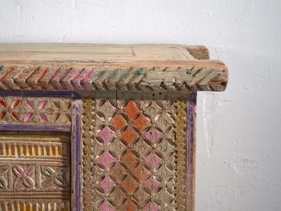 Credenza antica dipinta in legno di pino – Xinjiang, circa 1930 – Credenze con vetrina, Wood (photo 38 of 40)