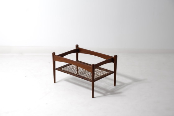 Table basse vintage en teck avec cannage, années 1960 – Louis van Teeffelen, Tables basses, Bois (photo 7 of 15)