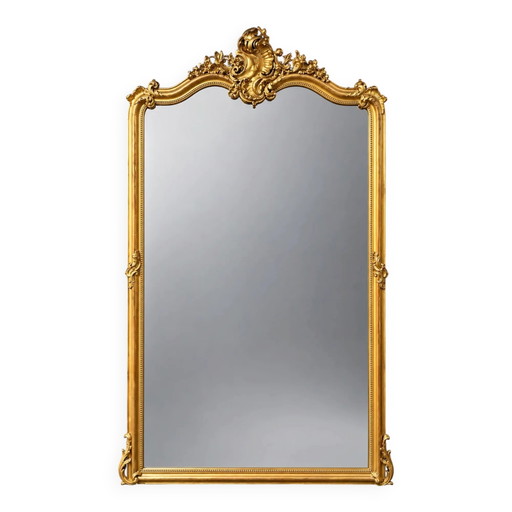 Miroir hauteur 214 cm, cheminée style Louis XV.