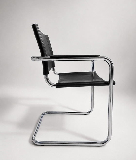 3 sedie a sbalzo originali Phasem S34 – Fasem, Sedie da pranzo, Leather, Metal (photo 3 of 6)