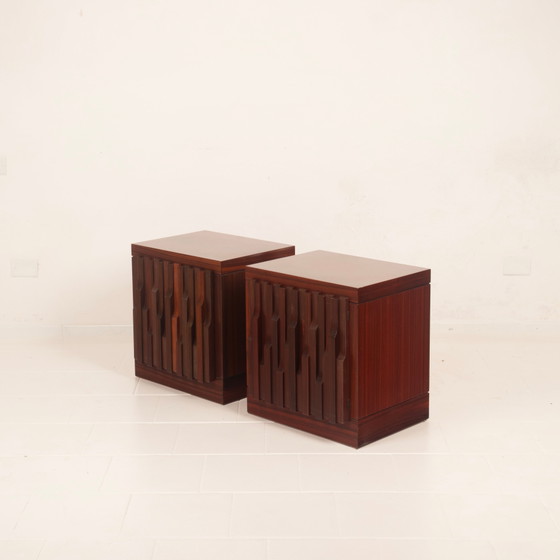 Luciano Frigerio Brutaliste Bois de Padouk Gaetano Tables de nuit pour Frigerio di Desio – Wood (photo 10 of 23)