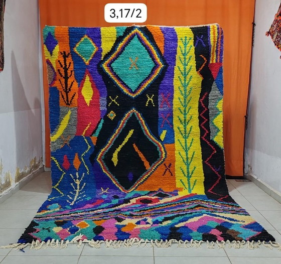 Image 1 of Auténtica alfombra marroquí Boujaad hecha a mano de 317 × 200 cm – Alfombra bereber grande y colorida de lana – Alfombra abstrac