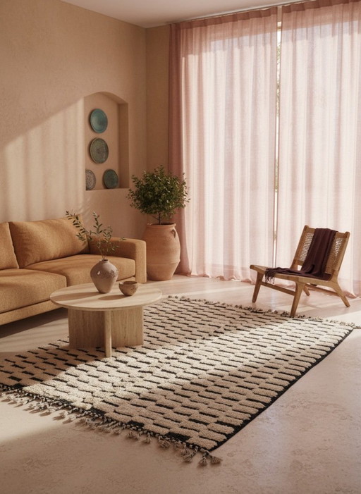 Neuer marokkanischer Beni-Ouarain-Teppich „Carmela“ | Handgewebter Berberteppich | 246 × 145 cm