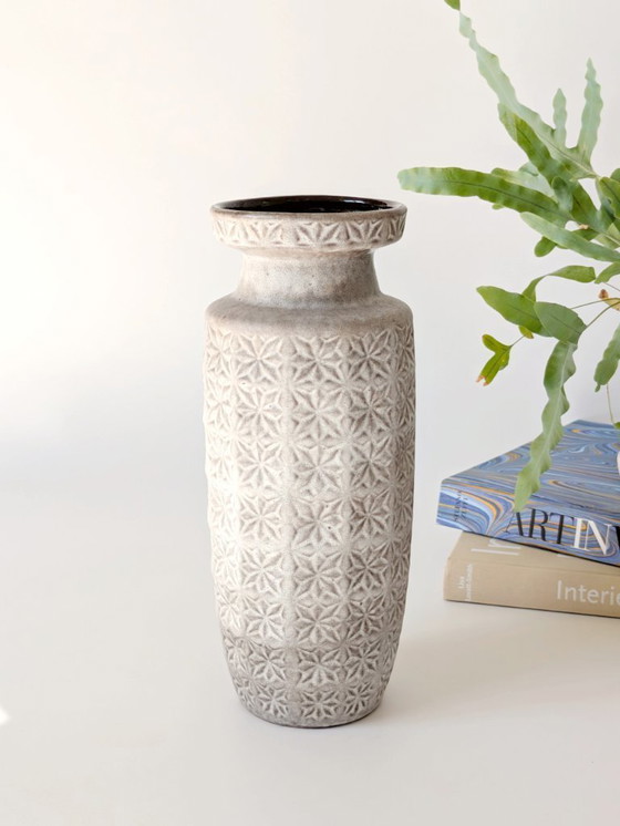 Image 1 of 1960 Grote Scheurich Keramische Vaas | Prisma Decor Grijs Blauw | West Duitsland