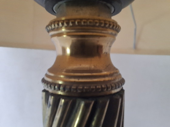 Image 1 of 1950s Jacques Adnet Style Leather and Twisted Brass Table Lamp/jute/midcentury modern/French designer