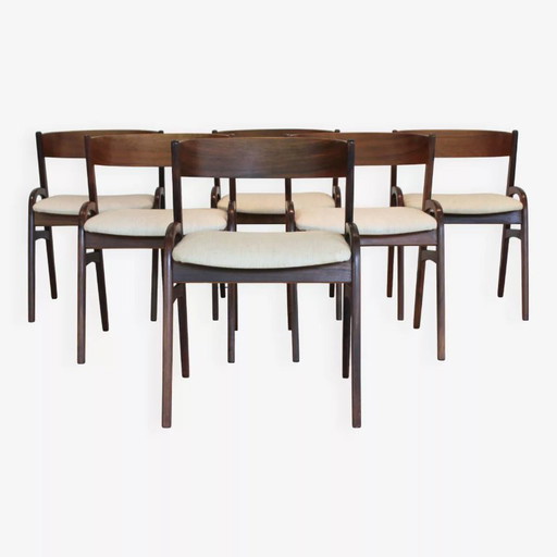 Set aus sechs skandinavischen Palisanderstühlen, Dänemark, 60er Jahre.