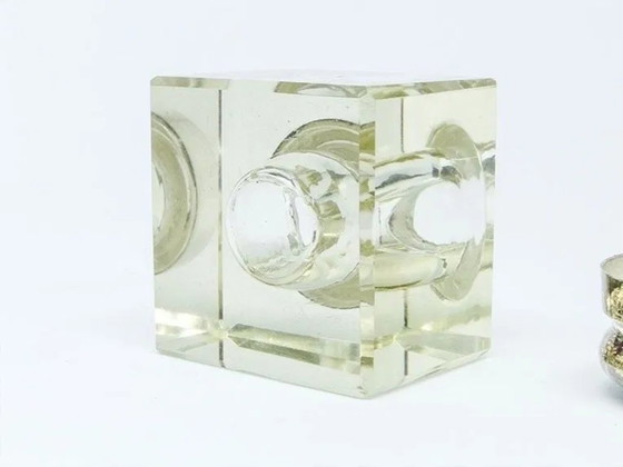 Encrier Art Déco en Cristal, Suède, années 1930, Accessoires de table, Verre, Argenté (photo 11 sur 15)