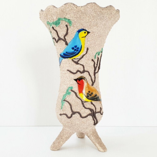 Vintage-Keramikvase mit Dreibeinfuß aus den 1950er Jahren von Gabriel Fourmaintraux, Rockabilly der 50er Jahre