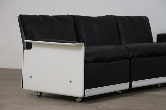 Image 1 of Dieter Rams Model 620 Three Seater Sofa in Black Leather for Vitsoe 1980s