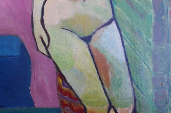 Image 1 of 1960s Nude Portrait Oil Painting