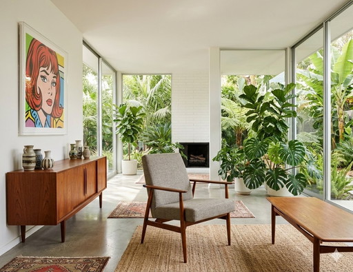 Vintage fauteuil beige Hermes mid-century modern design van H.Lis