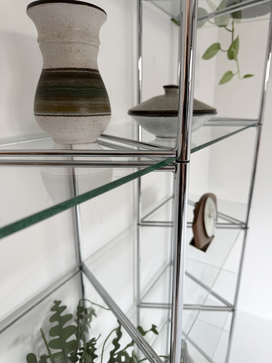 Vintage Chroom & Glazen Wandrek ‘Narr’, Richard Clack ‘90 – IKEA, Wandkast, Chrome, Glass (photo 6 of 13)
