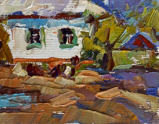 Image 1 of Original Oil Painting Spring Village Landscape Spring days in the village