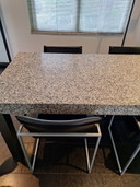 Dining table granite with stainless steel legs