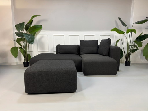 HAY Mags Sofa Grau Stoff Ecksofa Couch Modular + Hocker