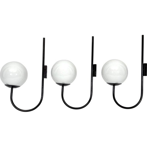 Set of 3 mid-century Italian sphere wall lamps, 1960s