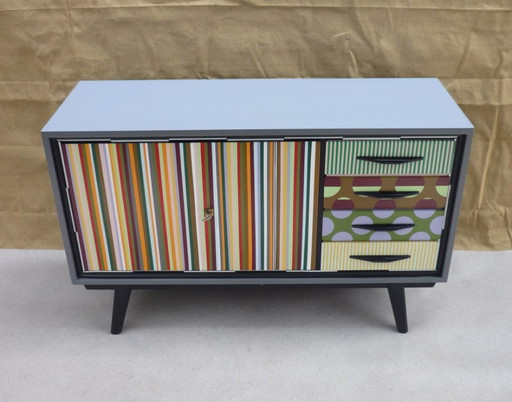 Cómoda vintage con 2 puertas y 4 cajones. – ladekasten, Wood
