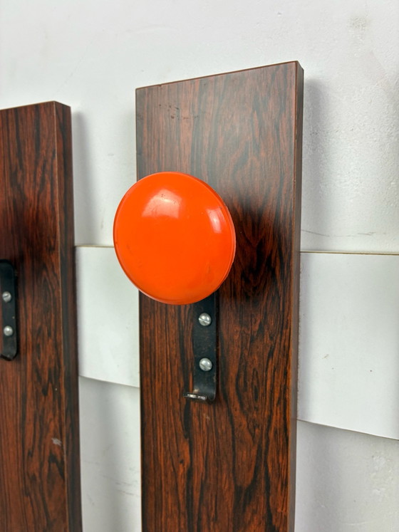 Appendiabiti vintage con specchio, effetto palissandro, Vetro, Plastica, Arancione (foto 6 di 15)