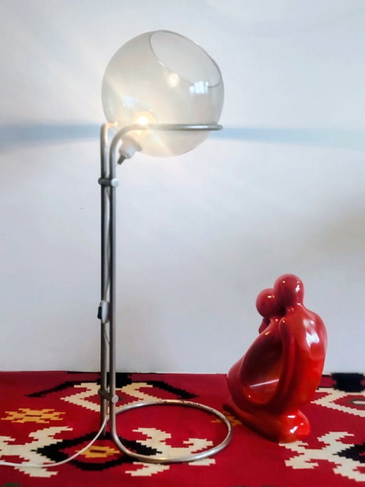 Modernist bauhaus glass ball floor lamp. Designer: Házi Tibor